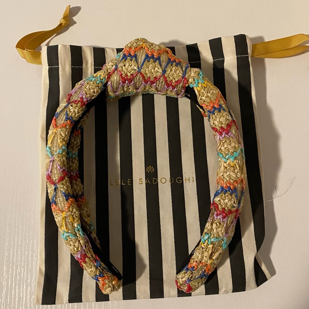 Lele Sadoughi Vibrant Woven Raffia Headband - worn twice, excellent condition